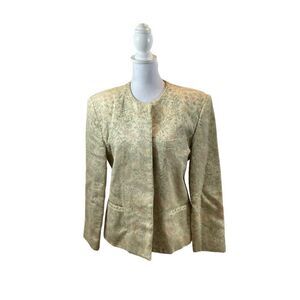 Vintage‎ Ladies Jos. A. Bank Brocade Like Ivory Button Front Blazer Jacket 10